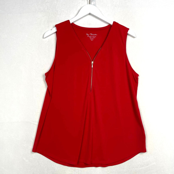 NWT Chicos 2 Red with Gold‎ Zipper Tank Polyester/Spandex Blend, Women’s Large - Picture 1 of 9